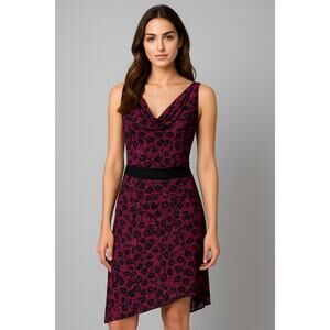 Soundgirl vtg Y2K Inspired Magenta & Black Floral Asymmetrical Hem Dress fairy